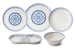 Pusdienu servīze Hermia N25003, porcelāna, zila krās./balta krās., 27 gab.
