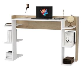 Rašomasis stalas su lentyna Kalune Design Çinar 875ZNA4631, 122.7 cm x 45 cm, 77 cm, ąžuolo sp./balta sp.