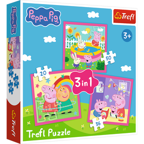 Pusle 3in1 Trefl Peppa Pig 34873, 19.5 cm x 20 cm, 106 tk, mitmevärviline