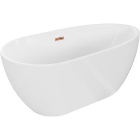 Vonia, laisvai pastatoma Mexen Eos, 150 cm x 75 cm x 58 cm, asimetrinė, balta sp./vario sp.