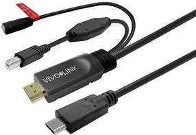 Kabelis Vivolink PROUSBCHDMIUSBB7.5-CHARGE HDMI Male (vyriška), USB-C Female/USB-C Male/USB-B Male, 7.5 m, juoda sp.