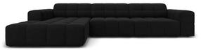 Kampinė sofa Micadoni Home Jennifer Velvet, juoda sp., kairinė, 284 x 166 cm x 70 cm