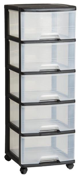 Lentyna su ratukais Curver 50382, skaidri/juoda, 37 cm x 39 cm x 100 cm