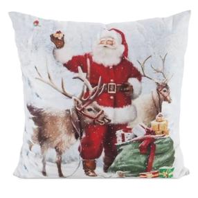 Kalėdinis dekoratyvinės pagalvėlės užvalkalas PSWA-320, balta/įvairių spalvų, 45 cm x 45 cm