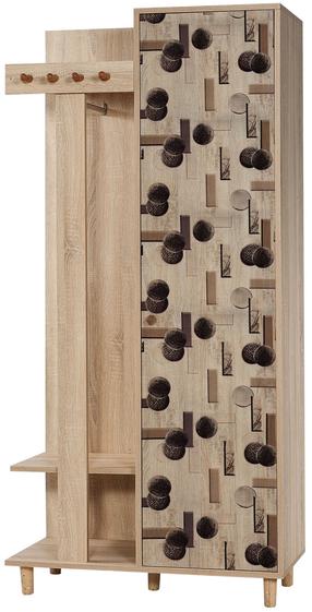 Prieškambario spinta Kalune Design Garmanto 90 522, ruda sp./įvairių spalvų, 36 cm x 90 cm x 194 cm