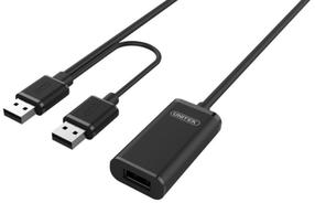 Провод Unitek USB-A - USB-A USB 2.0 A female, USB 2.0 A male x 2, 10 м, черный цв.