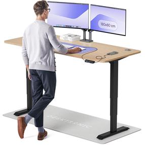 Kompiuterio stalas reguliuojamo aukščio Desktronic HomePro, 180 cm x 80 cm, 63 - 128 cm, juoda sp./bamboo sp.