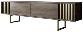 Televizoriaus spintelė Kalune Design Gold Line, aukso sp./riešuto sp., 30 cm x 180 cm x 48 cm