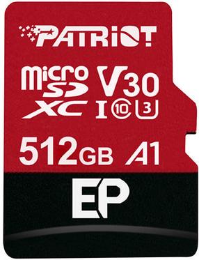 Atminties kortelė Patriot EP Series microSDXC, 512 GB, 100 Mb/s