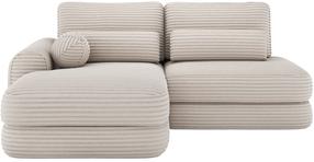 Kampinė sofa - lova Ripeli, balta sp., kairinė, 175 x 217 cm x 96 cm