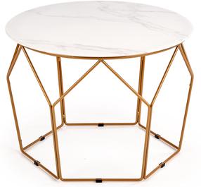 Žurnalinis staliukas Madison Coffee Table, aukso/baltas, 60 cm x 60 cm x 45 cm