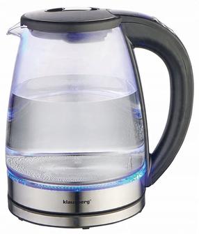 Elektriskā tējkanna Klausberg KB 7887, 1.8 l, caurspīdīga krās./melna krās.