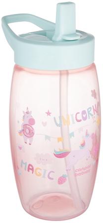 Gertuvė su silikoniniu šiaudeliu Canpol Babies Unicorns, 400 ml, 3 m., plastikas/silikonas, rožinė sp.