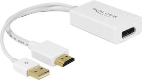 Adapteris Delock HDMI-A Male to DisplayPort Female HDMI-A 19 pin male, Display port female, balta sp.