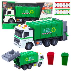  Žaislinė šiukšliavežė Lean Toys Truck, 1:16, balta sp./žalia sp.