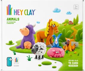 Набор для изготовления глиняных фигурок, c аксессуарами Hey Clay Animals 07872, многоцветный