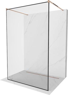 Dušas siena Mexen Kioto Walk-In Black Border, 100 cm x 200 cm, melns krās./zeltrozā krās./rūdītais