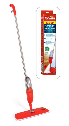 Põrandapuhastusmopp koos pihustiga Tonkita Spray & Wash, 132 cm, punane v.
