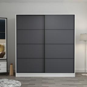 Skapis Kalune Design Kale 7151, balta krās./melna krās., 52 cm x 220 cm x 210 cm