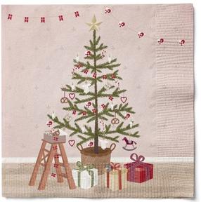 Ziemassvētku papīra salvetes Party Deco Christmas Tree, 33 cm x 33 cm, daudzkrāsaina, 20 gab.