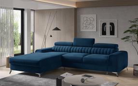 Kampinė sofa Grayson Lukso 40, tamsiai mėlyna sp., kairinė, 205 x 275 cm x 98 cm