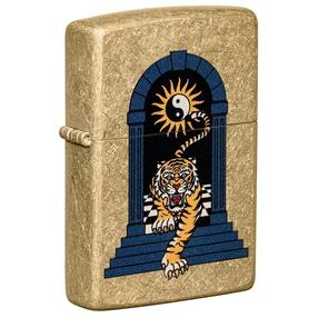 Šķiltava Zippo 48613 Tiger Tattoo Design, zelta krās.