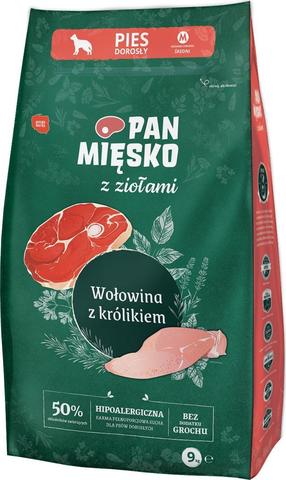 Сухой корм для собак Pan Miesko Herbs with Beef & Rabbit, говядина/крольчатина, 9 кг