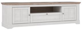 TV staliukas Forte Iloppa, ąžuolo sp./balta sp., 55 cm x 204.7 cm x 59.1 cm