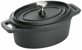 Ketaus puodas Was Mini Cocotte Oval, Ø9.5 cm, 0.25 l, juoda sp.