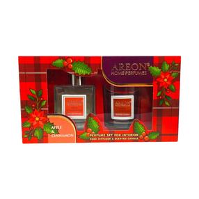 Rinkinys, namų kvapas ir žvakė Areon Apple and Cinnamon, 150 ml