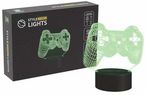 Dekoracija Manta Style Neon Lights 3D Gamepad su LED apšvietimu, 16.5 cm, 15.7 cm, įvairių spalvų
