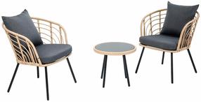 Balkono baldų komplektas Venice Pro, juodas/pilkas/rudas, 2 vietų