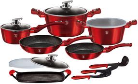 Puodų ir keptuvių rinkinys, su priedais Berlinger Haus Metallic Line Burgundy Edition BH-6781