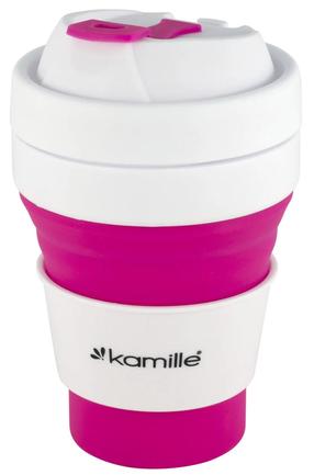 Kokteilių plaktuvas - gertuvė sportui Kamille Sport Bottle for Water 2034, balta sp./rožinė sp., plastikas/silikonas/polipropilenas (pp), 0.35 l