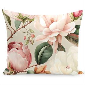 Dekoratyvinės pagalvėlės užvalkalas Mariall Magnolia, rožinė sp./smėlio sp./žalia sp., 50 cm x 60 cm