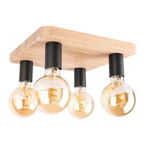 Lampa griesti Spot-Light Tamea, E27, 4 x 25 W, melna krās. / koka krās., 40 x 40 cm
