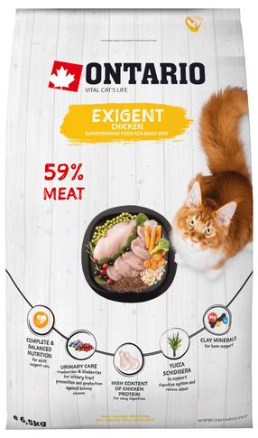 Сухой корм для кошек Ontario Exigent, курица, 6.5 кг