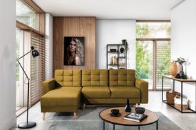 Kampinė sofa Asgard L Monolith 48, geltona sp., 162 x 248 cm x 93 cm