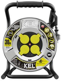 Ilgintuvas su rite Kel Heavy Line H05RR-F, 3 x 1,5 mm², 30 m, IP44, 4 lizdų, juoda sp./pilka sp.