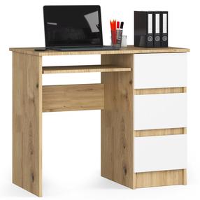 Rašomasis stalas su stalčiais Akord A-6 CLP Right, 90 cm x 50 cm, 77 cm, ąžuolo sp./balta sp.
