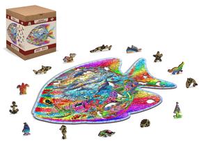 Medinė dėlionė Wooden City Magic Fish, 37.5 cm x 25.4 cm, 250 vnt., įvairių spalvų