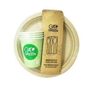 Vienkartinių indų ir įrankių rinkinys GoGreen, Ø 23 cm, 4 vnt.