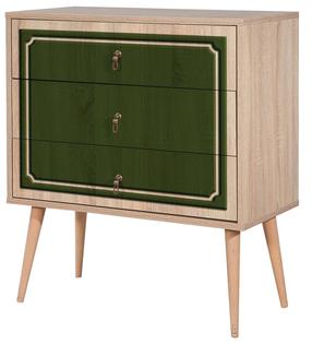 Komoda Kalune Design Trio 623, ąžuolo sp./žalia sp., 90 cm x 80 cm x 40 cm