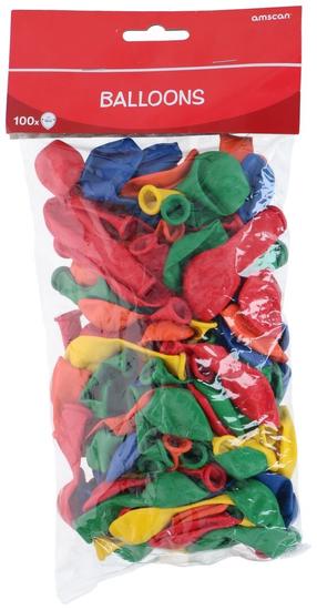 Balons apaļš Amscan, daudzkrāsaina, 100 gab.