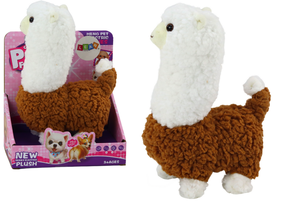 Interaktīva rotaļlieta lama Lean Toys Pet, 16 cm, brūna krās./balta krās.