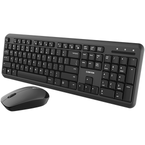 Bezvadu tastatūras un peles komplekts Canyon SET-W20 CNS-HSETW02-UK/US, Angļu (US), melna krās.