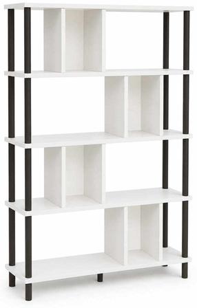 Knygų lentyna Kalune Design Peka 0045, balta sp./juoda sp., 137 cm x 90 cm x 20 cm