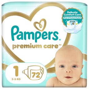 Sauskelnės Pampers Premium Care, 1 dydis, 2 - 5 kg, 72 vnt.