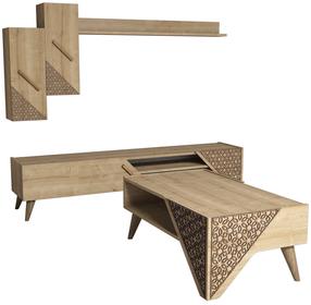 Svetainės baldų komplektas Kalune Design Beril, vidaus, ąžuolo sp.