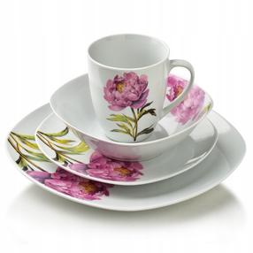 Обеденный сервиз AffekDesign Lea Peony, фарфор, белый цв./розовый цв., 16 шт.
